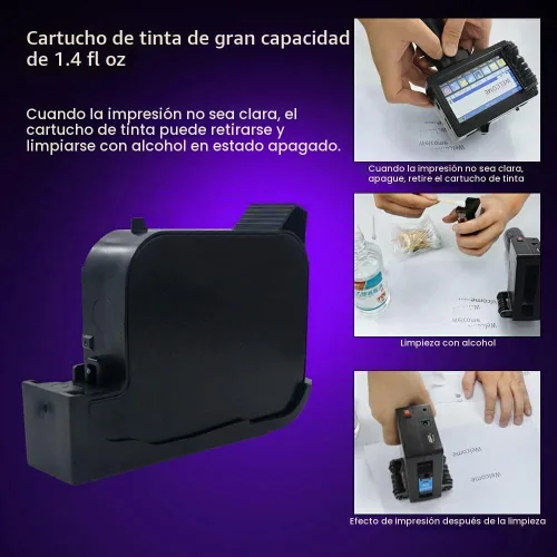 Vista 6 de TOAUTO - Impresora portátil inteligente de inyección de tinta de secado rápido con pantalla táctil LED de 3.7 pulgadas, impresora para codificación