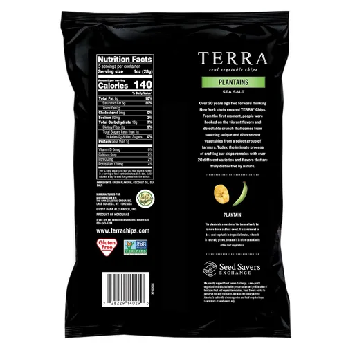 Vista 2 de Terra Chips de verduras, plátanos hechos con aceite de coco con sal marina, 5 onzas (paquete de 12)