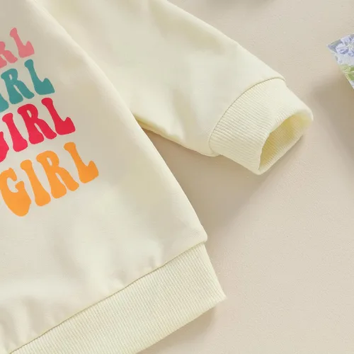 Vista 5 de Shejingb Ropa de bebé para niña, sudadera de mamá y papá, pantalones de color sólido, ropa para otoño e invierno