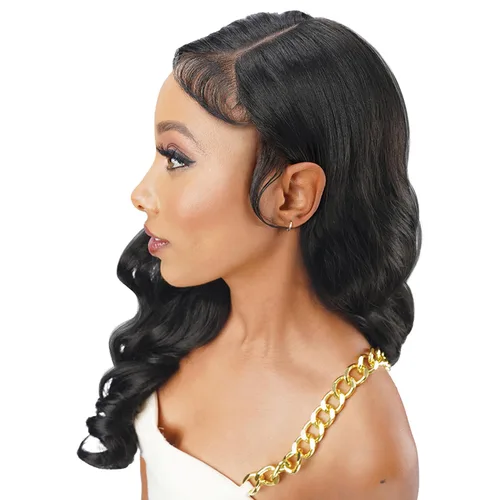 Vista 3 de Zury Sis Chunky Pelo Sintético Hd Encaje Frontal Peluca - Afia (1 JET BLACK)