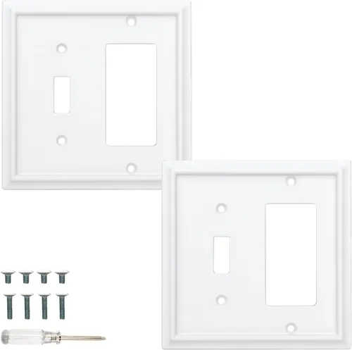 Vista 16 de Cubiertas para Tomacorrientes Dúplex de Pared, Cubierta Clásica para Interruptor de Luz Blanco – Placa de Cubierta de Tomacorriente Eléctrico