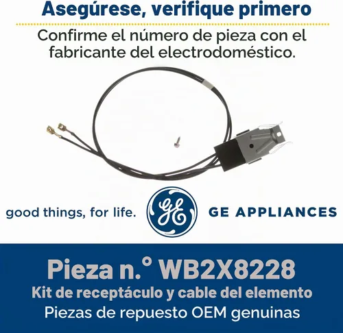 Vista 3 de GE WB2X8228 Kit de receptáculo y cable de elemento OEM genuino para cocinas eléctricas GE