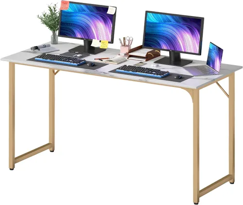 Vista 8 de PayLessHere Escritorio para computadora de 32 pulgadas Negro Escritorio de oficina con marco de metal, pies ajustables Superficie resistente
