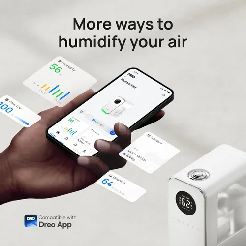 Vista 6 de Dreo Humidificadores para recámara, humidificador inteligente de niebla fría de relleno superior y silencioso para habitación grande, tiempo