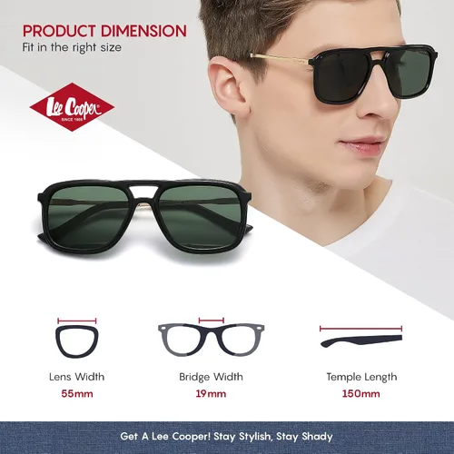 Vista 5 de Lee Cooper Gafas de sol polarizadas de moda para hombre G15 lente (LC1023C02), Negro