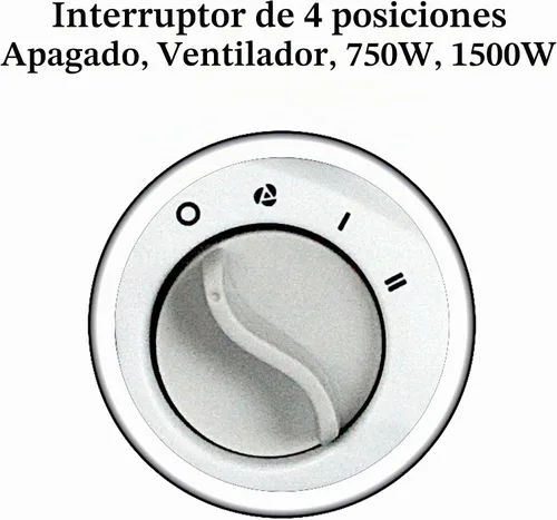 Vista 4 de Optimus H-1322 Calefactor portátil con ventilador de 2 velocidades y termostato, Blanco