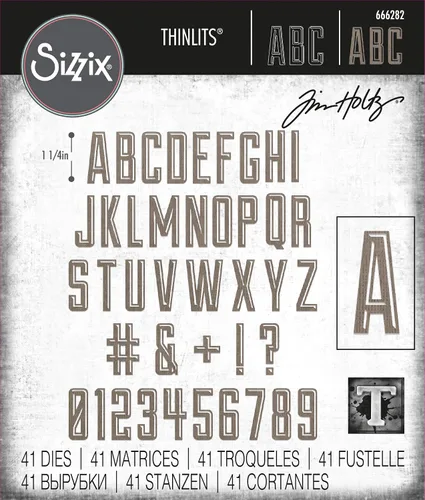 Vista 3 de Sizzix Juego de troqueles Thinlits 41PK Alfanumérico Emporium de Tim Holtz, 666282