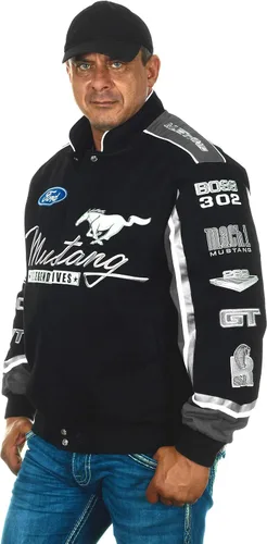 Vista 3 de JH DESIGN GROUP Chaqueta Ford Mustang para hombre abrigo de sarga de algodón bordado