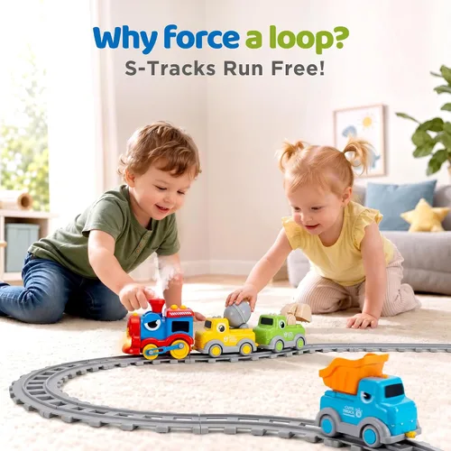 Vista 6 de iPlay, iLearn Juego de juguetes de tren para niños pequeños, tren de vapor