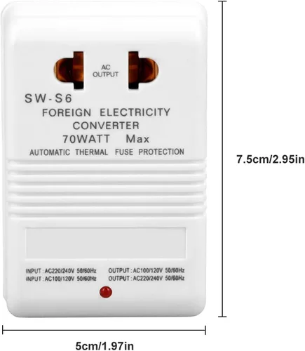 Vista 2 de Convertidor de voltaje 70W 110V/120V a 220V/240V Step-Up&Down Transformador de voltaje para viajes