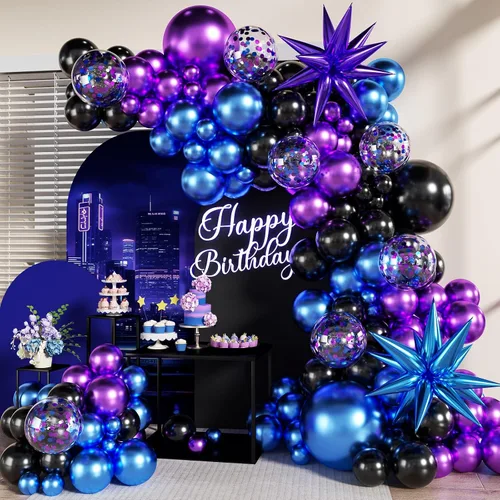 Vista 18 de Kit de Arco de Guirnalda de Globos Negros y Dorados, 140 Piezas de Globos de Confeti Negros y Dorados con Estrellas para Cumpleaños, Graduación, Año