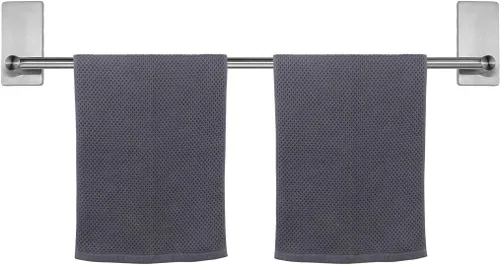 Vista 26 de NearMoon toallero de barra autoadhesivo de acero inoxidable para baño, soporte para colgar toallas en la pared, estilo contemporáneo, sin