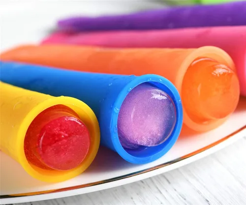 Vista 7 de Moldes de silicona para hacer paletas de hielo, 8 colores vibrantes, juego de 8