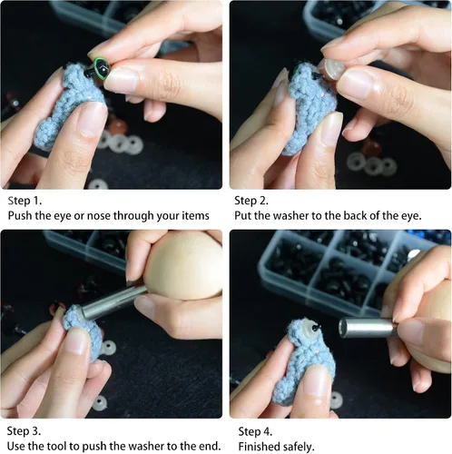 Vista 4 de UPTTHOW Herramienta auxiliar para fijar ojos y arandelas de seguridad, ojos y narices de muñeca para amigurumi, ojos de oso arreglar, utensilios