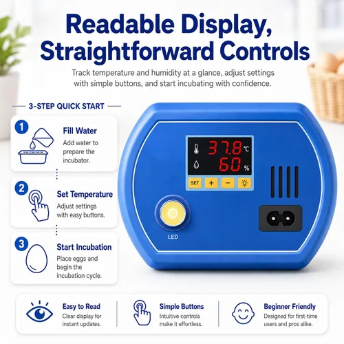 Vista 7 de Incubadora de huevos de codorniz de 100 huevos con girador automático y control de humedad
