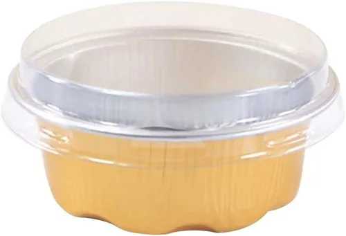 Vista 2 de Juego de 100 tazas de papel de aluminio para hornear, 1.8 onzas, desechables, mini muffins, postres, cupcakes con tapas, para pudín, fiesta