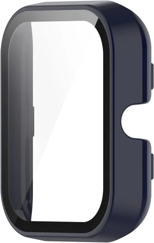 Vista 5 de Funda rígida compatible con Amazfit Bip 3 con protector de pantalla de vidrio templado, ultrafina, cobertura completa, para Amazfit Bip 3 Pro, azul