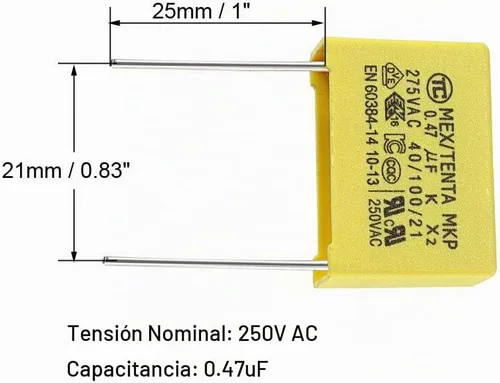 Vista 3 de uxcell Condensadores de seguridad de película de polipropileno 0.47uF 250VAC X2 MKP 5 Pcs