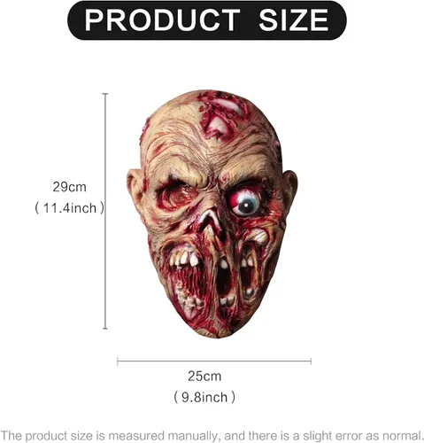 Vista 5 de Molezu Máscara de cabeza de zombi de látex espeluznante y espeluznante para Halloween fiesta cosplay accesorios sangrientos para adultos zombi