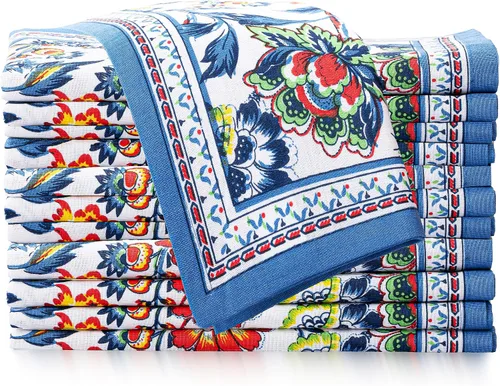 Vista 85 de Fingercraft - Juego de 12 servilletas de tela de mezcla de algodón y lino, con estampado, perfecta para fiestas, cenas, bodas, cócteles y Navidad