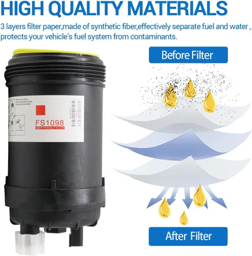 Vista 3 de Filtro separador de agua de combustible FS1098 reemplaza 5319680 5308722 FS20038 FH21462 Compatible con B6.7 ISB6.7/QSB6.7 ISL8.9 L9 W100CFI
