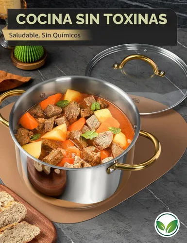 Vista 2 de MICHELANGELO Ollas de Acero Inoxidable - Olla de Inducción de 6 Qt con Tapa, Olla para Caldo de Acero Inoxidable 18/10, Olla de Cocina No Tóxica