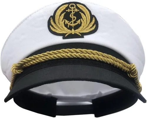 Vista 4 de LUOZZY 3 piezas de sombrero de capitán para hombres y mujeres, sombrero de marinero bordado Almirante azul marino, sombrero de capitán y marineros