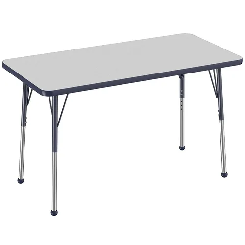 Vista 235 de FDP - Mesa rectangular para actividades escolares y de oficina (24 x 36 pulgadas), patas estándar con deslizadores giratorios, altura ajustable