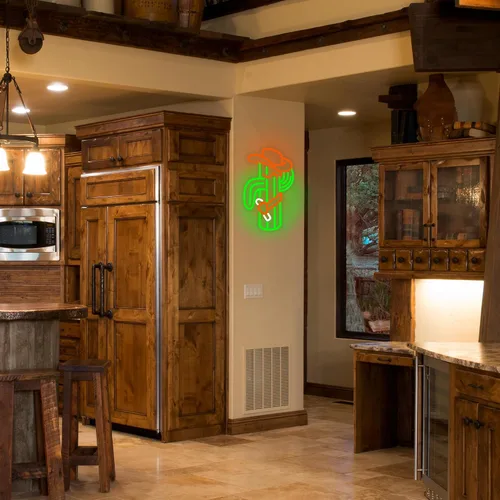 Vista 7 de Letrero de neón de cactus, luz de neón de sombrero de vaquero para decoración de pared, letrero de neón LED de vaquero, luz de neón LED colorida