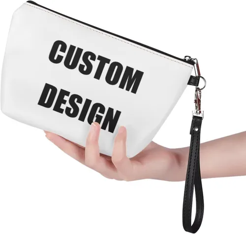 Vista 3 de Bigcardesigns Bolsa de maquillaje organizadora de cosméticos con asa para mujeres y señoras de viaje, portátil, bolsa de inodoro de piel sintética
