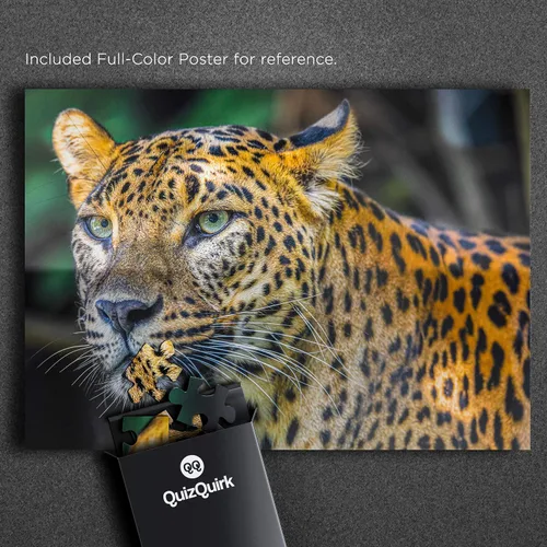 Vista 5 de QuizQuirk - Rompecabezas de 1000 piezas, rompecabezas de leopardo audaz para adultos/adolescentes (kit de ahorro de rompecabezas incluido)