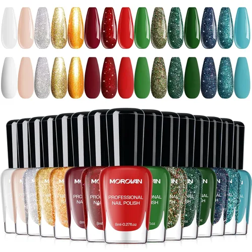 Vista 12 de Morovan - Juego de esmaltes de uñas brillantes: juego de regalo de 15 colores de secado rápido de larga duración Paquete de esmalte de uñas