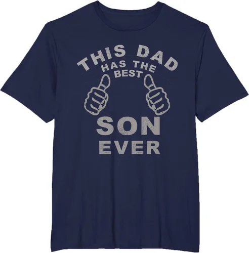 Vista 17 de Camiseta con texto en inglés "This Dad Has the Best Son Ever", regalo del día del padre, Negro