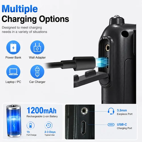 Vista 2 de Walkie Talkies de largo alcance para adultos, radios FRS recargables de 2 Colorido