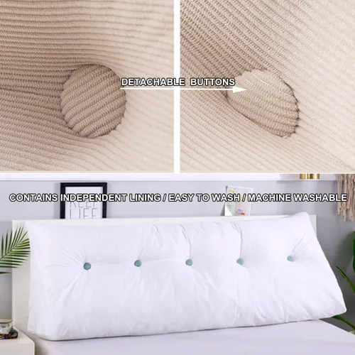 Vista 4 de Almohada grande triangular para respaldo, almohada de lectura suave para relleno, cojín lumbar para el hogar, lavable para dormitorio, sofá cama