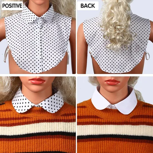 Vista 5 de SATINIOR Blusa de media camisa con cuello falso desmontable para mujer