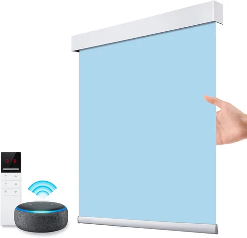 Vista 13 de ZSTARR Persianas opacas motorizadas con control remoto inteligente, persianas enrollables recargables inalámbricas para ventanas, oficina, hogar