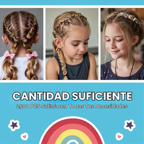 Vista 6 de HOYOLS Mini bandas de goma coloridas, lazos para el cabello para trenzas 25