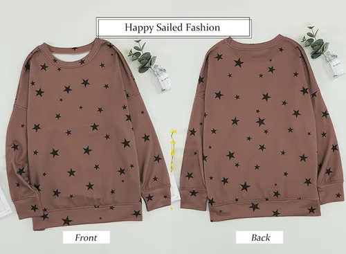 Vista 4 de Happy Sailed Womens Tie Dye Printed Sweatshirt Loose Casual Long Sleeve Crewneck Striped Pullover TopsS-XXL