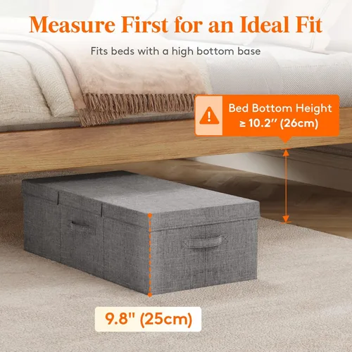 Vista 2 de Lifewit Cajas de Almacenamiento Debajo de la Cama de 80L, Organizador de Almacenamiento para Ropa Debajo de la Cama de 9.8 Pulgadas de Altura