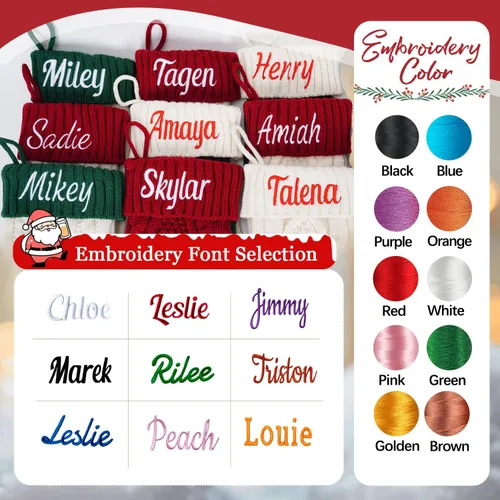 Vista 3 de Calcetines de Navidad personalizados, calcetines de Navidad familiares con nombre personalizado, calcetín de Navidad de punto grande de 18 pulgadas