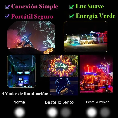 Vista 7 de MaxLax Cable EL, luces de neón portátiles, cable EL 5 en 3.3 ft, alambre electroluminiscente para decoración de Halloween, fiesta de Navidad Ten