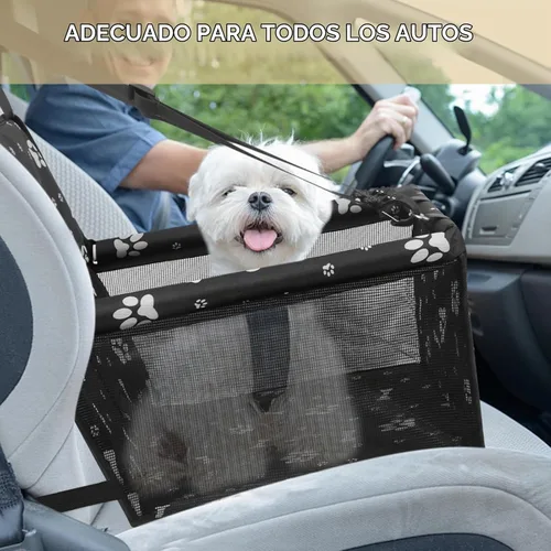 Vista 6 de Asiento de coche para perro, asiento elevador plegable para perro, impermeable, transpirable, bolsa de viaje Oxford para perros pequeños a medianos