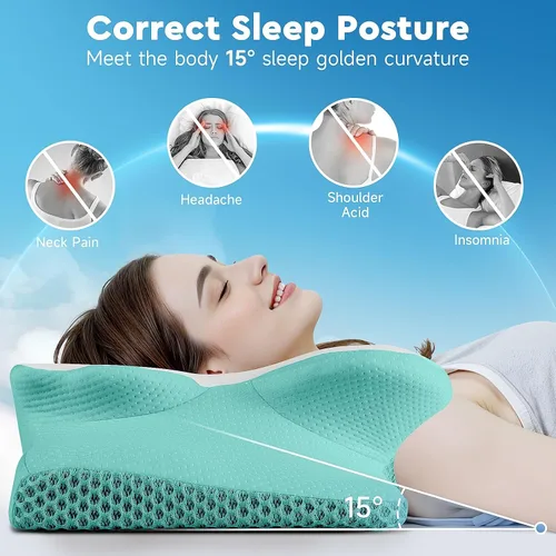 Vista 3 de CushZone Almohada Cervical para el Cuello, Almohadas de Espuma Viscoelástica de Soporte para el Cuello para Dormir, Almohada de Hombro para Personas