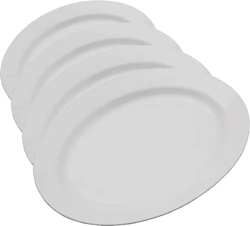 Vista 10 de Everyday White Juego de 4 platos de ensalada con borde clásico, 8.25 pulgadas