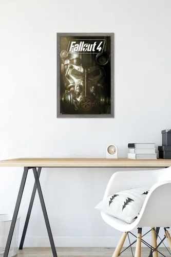 Vista 6 de Trends International Fallout 4 - Póster de pared de arte clave, 22.4 pulgadas de largo x 14.7 pulgadas, versión enmarcada en madera de granero