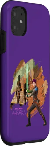Vista 3 de iPhone 11 Star Wars Ahsoka Part Two Sabine Wren Mural y estuche de sable de luz