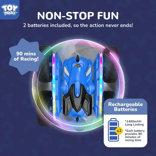 Vista 2 de TOY Life Coche de control remoto para niños, 2.4G HZ, auto de acrobacias a control remoto, juguetes de control remoto para niños y niñas, auto
