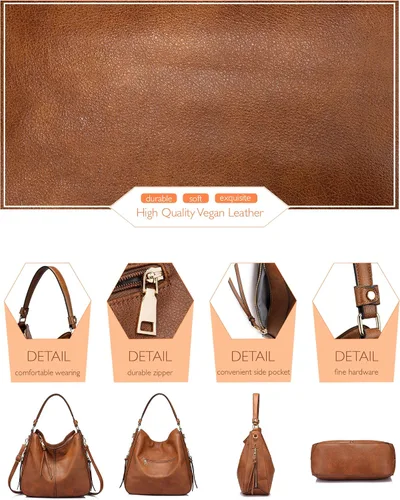 Vista 3 de Realer - Bolsa hobo para mujer, grande, cruzada, al hombro