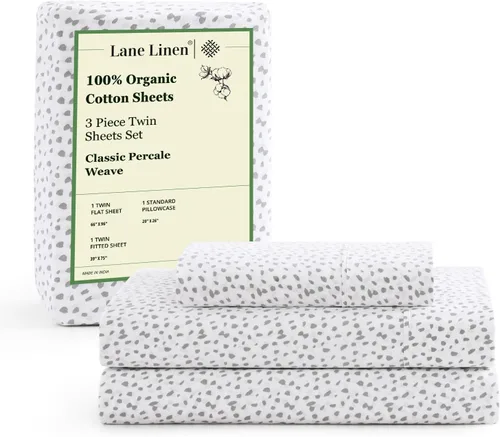 Vista 76 de LANE LINEN - Juego de 2 sábanas de fibras largas 100 % algodón orgánico, percal de fibras largas, ultrasuave y transpirable, para colchones de hasta